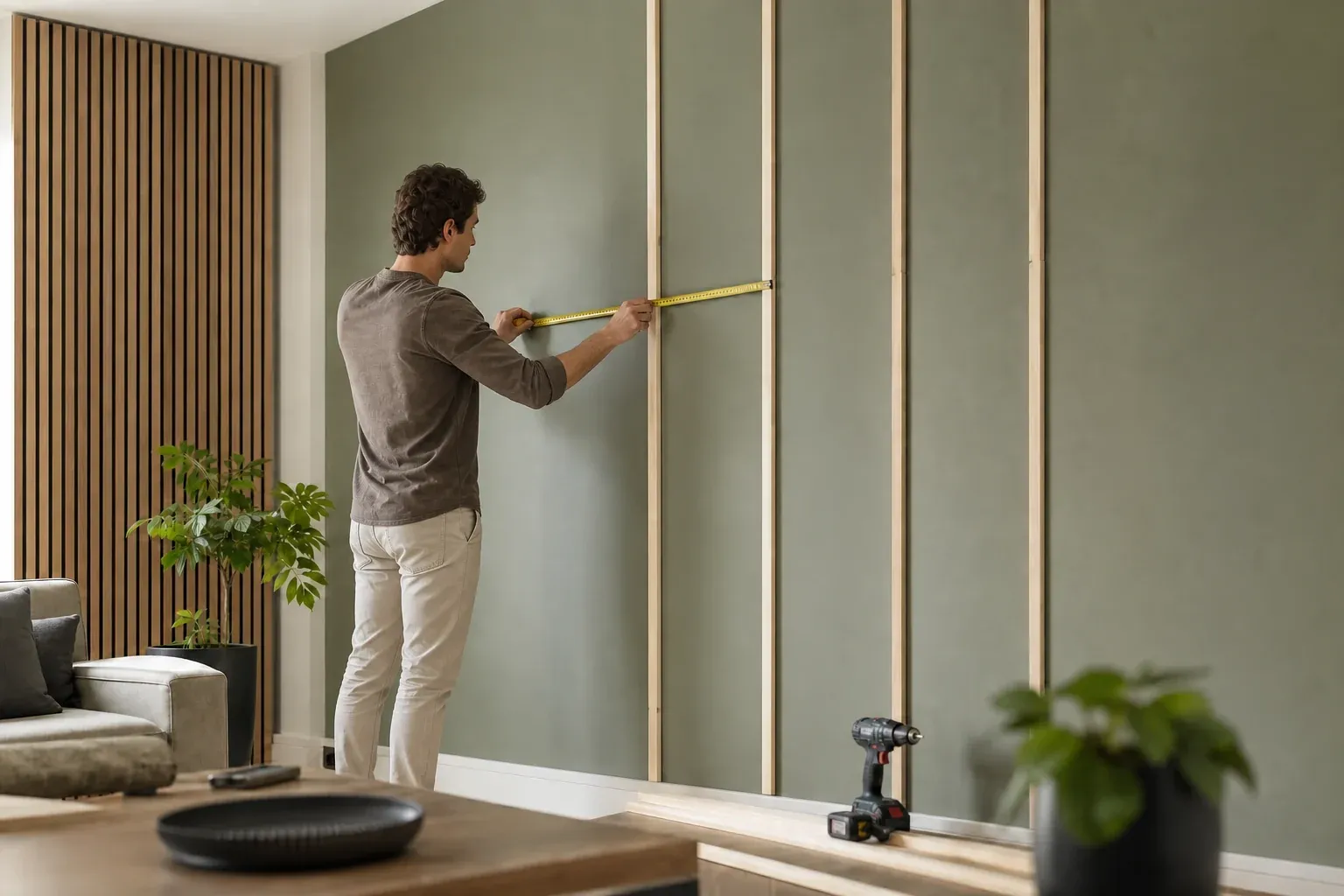 Befestigungspunkte an der Wand markieren