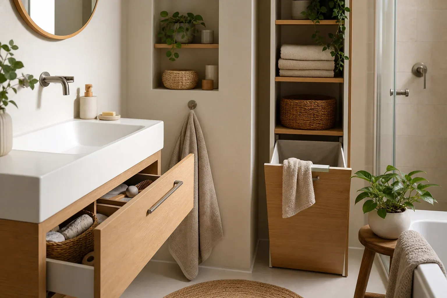 Kleines Badezimmer: Stauraum schaffen mit cleveren Hacks