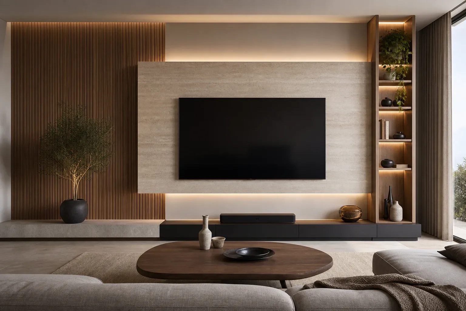 Material und Stil: TV Wand Ideen für Optik und Design