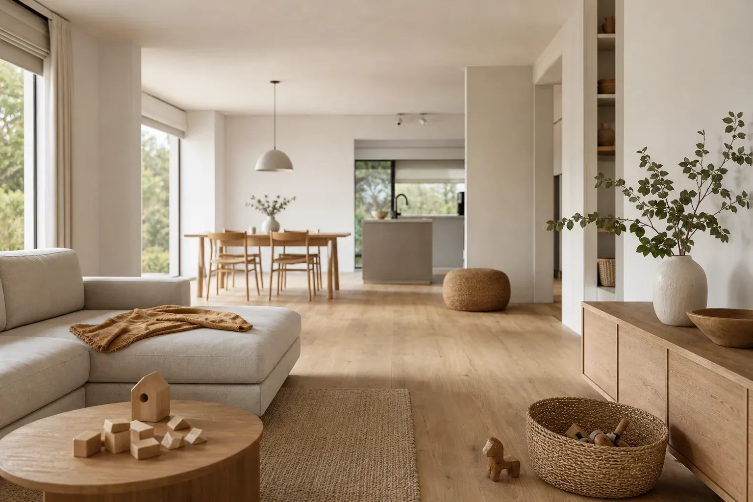 Minimalismus mit Familie: Wohnen mit Kindern und Partner