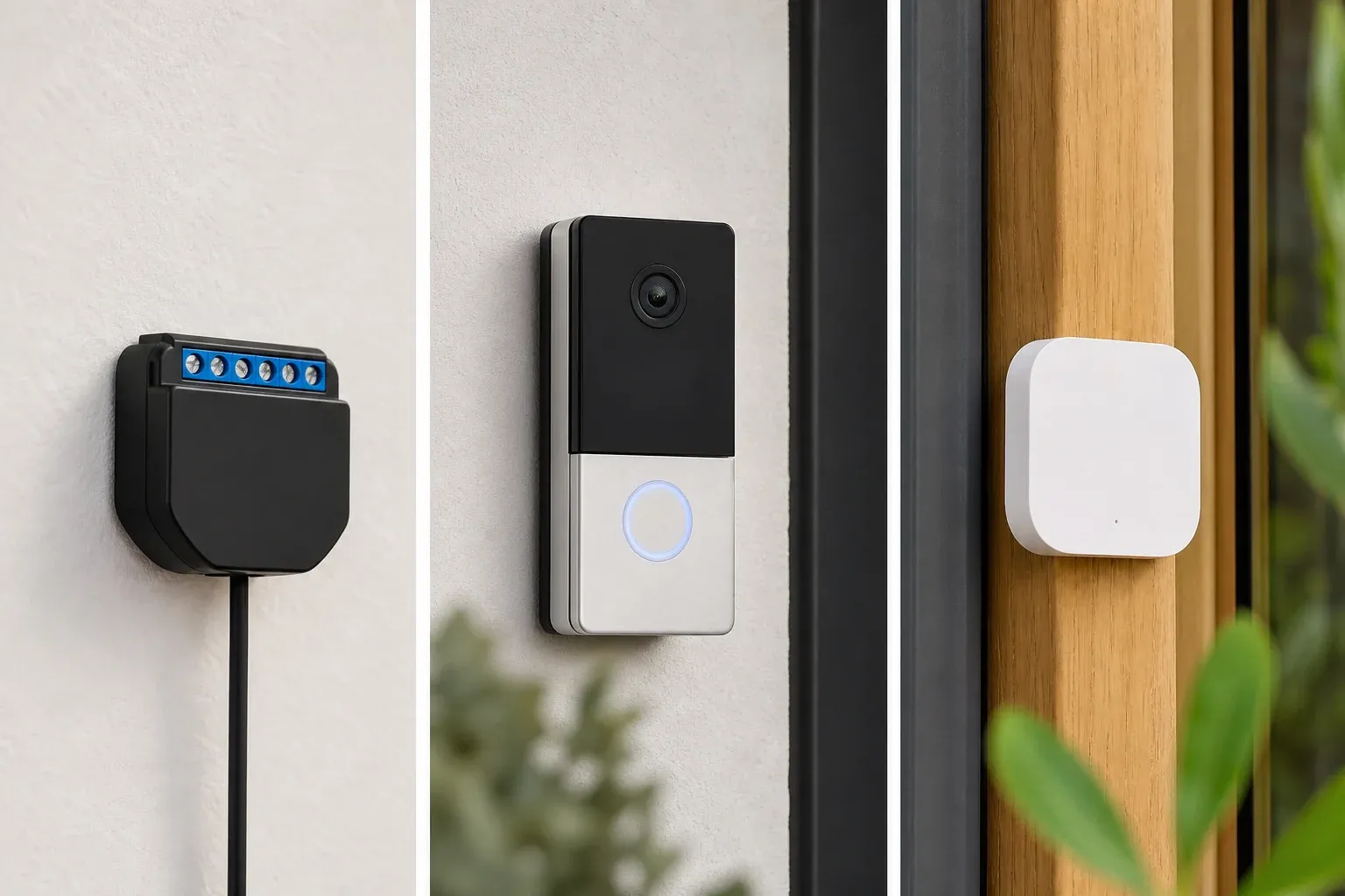 Vergleich smarter Türklingel-Nachrüstlösungen: Shelly UNI, Ring Intercom und Aqara Vibrationssensor
